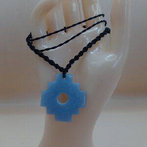 Unisex Inca Chakana Necklace Handmade Macramé Natural Stone